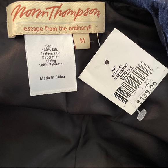 NORM THOMPSON sz Medium Heavy Embroidered Jacket Blazer 100% Raw Silk $138 NWT - Picture 9 of 16